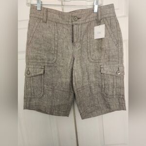 Cabi Women's Dressy Cargo Bermuda Shorts with Pockets Size 4 - Tan Taupe Brown